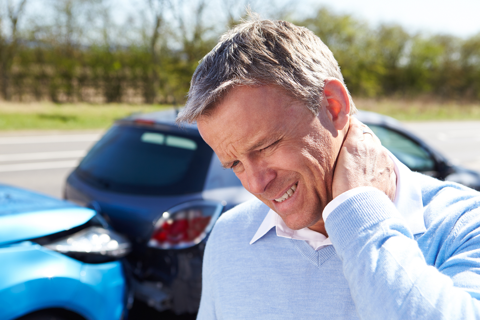 Driver in an auto accident and suffering from back pain